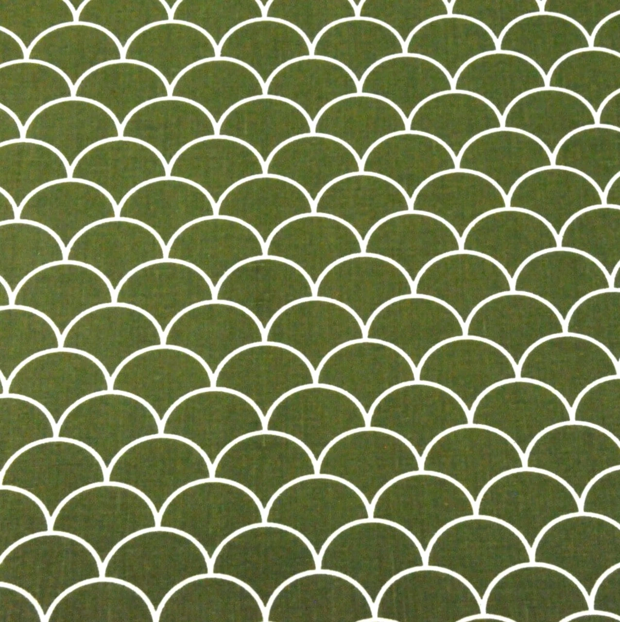 Tissu éventails vert kaki et blanc 50x80 cm